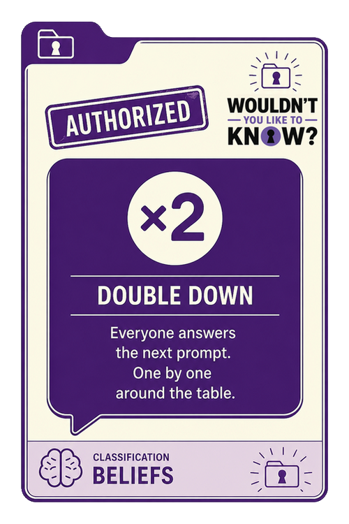 Double Down — Mixed Signal action card: everyone answers the next prompt