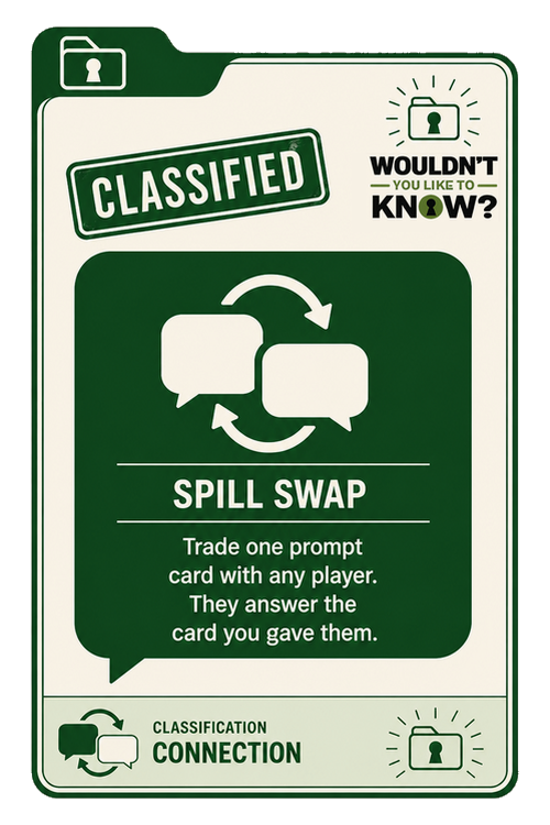 Spill Swap — Mixed Signal action card: trade one prompt card with any player